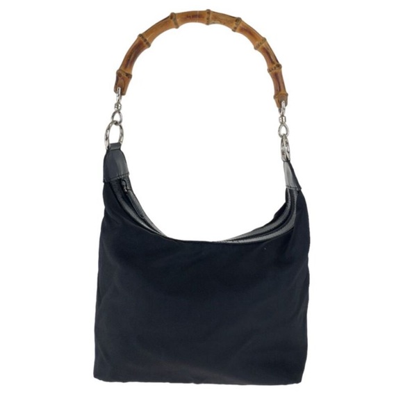 Gucci Handbags - Authentic Gucci Bamboo Handle Nylon Shoulder Bag